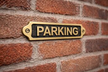 Custom Parking Brass Plaque With Black Finish, 3 of 5
