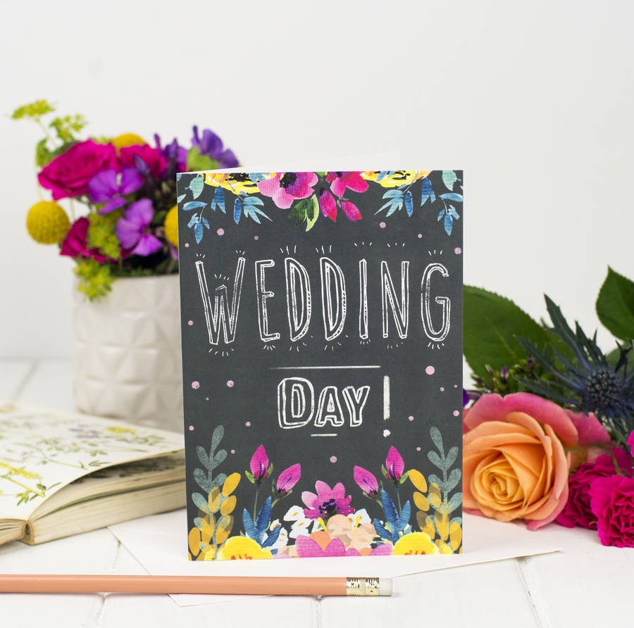 Wedding Day Chalkboard Card By Louise Wright Design
