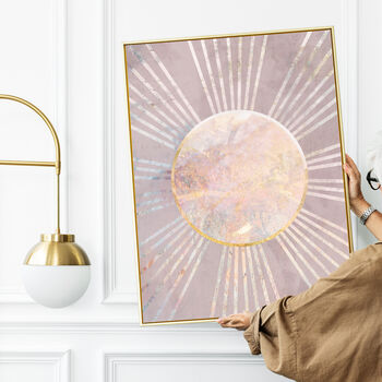 Boho Sun Pink Marble Gold Wall Art Print, 2 of 8