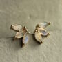 Labradorite Lotus Stud Earrings, thumbnail 3 of 11