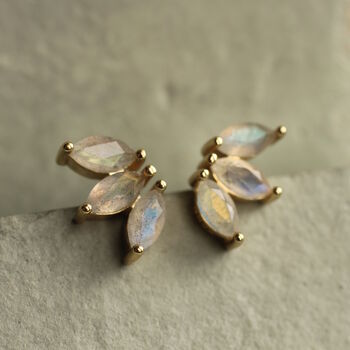 Labradorite Lotus Stud Earrings, 3 of 11