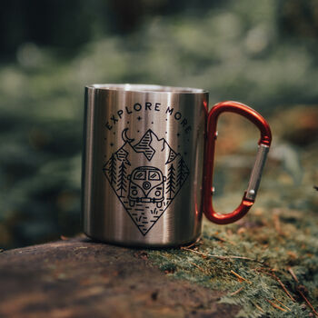 Explore More Steel Carabiner Camping Mug Coffee Cup, 2 of 6
