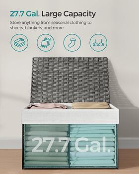 Woven Storage Basket With Lid Blanket Bin, 7 of 8