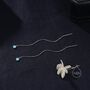 Blue Opal Dot Long Threader Earrings, thumbnail 6 of 11