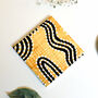 Yellow And Black Tribal Ceramic Coasters Set Of Four, thumbnail 3 of 4