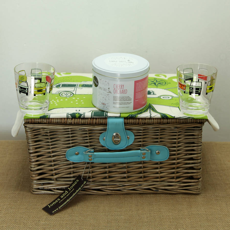 Camper Van Blue Two Person Fitted Picnic Hamper By Jones and Jones of