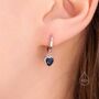 Sterling Silver Pink Cz Heart Huggie Hoop, thumbnail 7 of 11