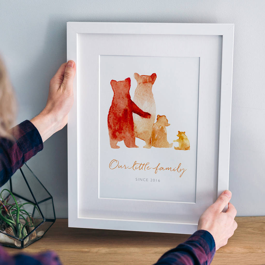 Personalised Bear Family Print, Unframed Or Framed, 1 of 12