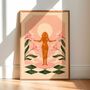Serene Sunrise, Floral Mindfulness Bohemian Sun Art Print, thumbnail 1 of 3