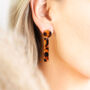 Dark Tortoise Shell Small Strip Dangle Earrings, thumbnail 1 of 4