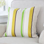 Grey And Lime Green Striped Cushion Cover, thumbnail 3 of 3