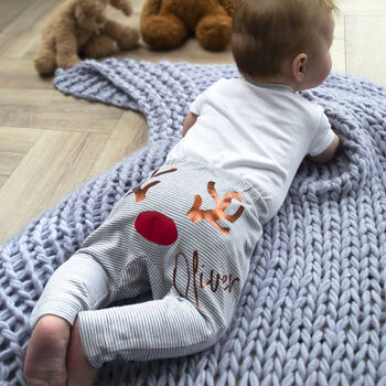 Personalised First Christmas Reindeer Baby Leggings, 3 of 5