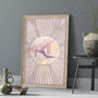 Yoga Pink Sun Rays Boho Wall Art Print, thumbnail 1 of 8