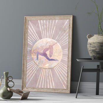 Yoga Artwork Pink Sun Rays Boho Wall Art Print, 3 of 7