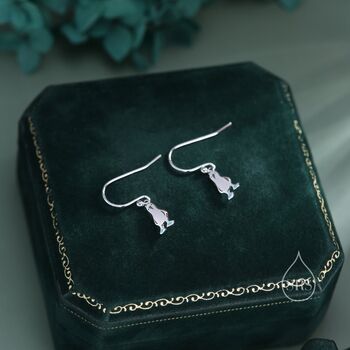 Sterling Silver Blue Footed Boobie Drop Hook Earrings, 4 of 10