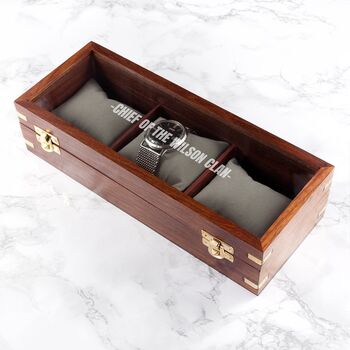 Personalised Father's Wooden Watch Box, 2 of 7