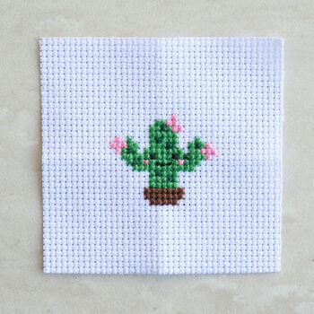 Kawaii Cactus Cross Stitch Kit, 3 of 8