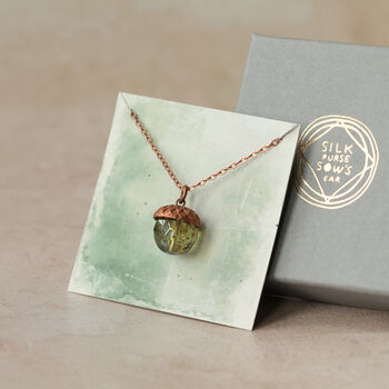 Speckled Green Acorn Necklace, 10 of 10