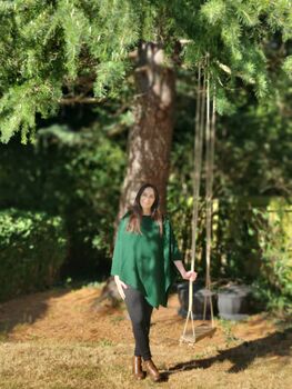 Personalised Dark Green 100% Cashmere Button Poncho, 3 of 8