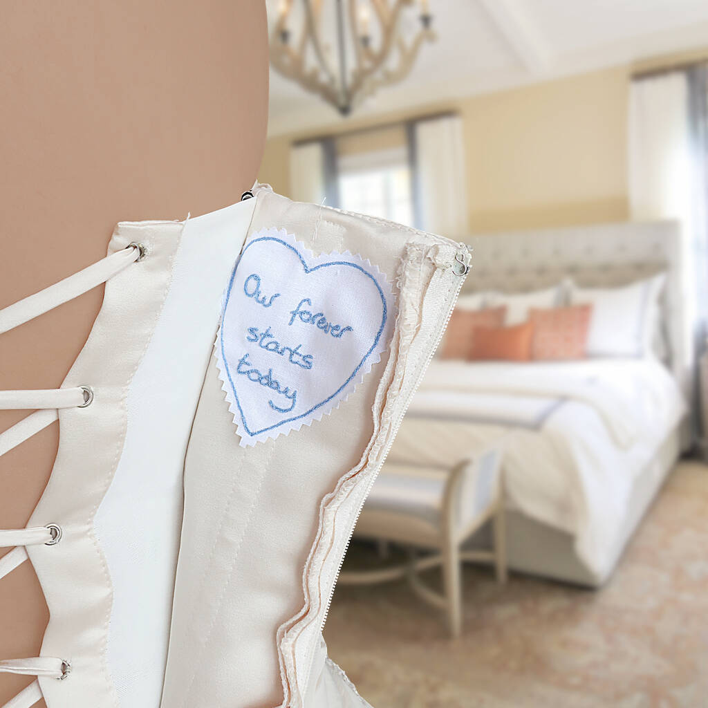 Personalised Handwriting Wedding Dress Heart Patch, 1 of 5