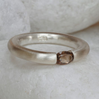 Satin Silver Birthstone Ring, 10 of 12