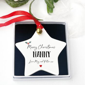 Personalised Nanny Christmas Hanging Xmas Jingle Star, 2 of 2