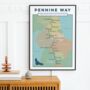 Personalised Pennine Way Art Print With Map, thumbnail 1 of 10