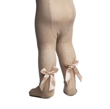 White Jacquard Tights With Bow Detail, 3 of 12