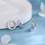 Sterling Silver Aquamarine Blue Pear Cut Cz Huggie Hoop Earrings, thumbnail 6 of 12