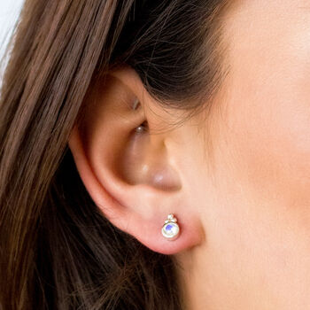 Holi Jewel Amethyst Silver Stud Earrings, 11 of 12