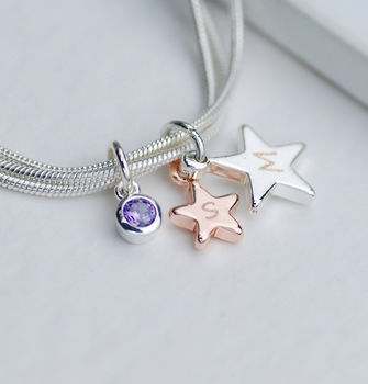 Personalised Birthstone Double Star Bracelet, 3 of 10
