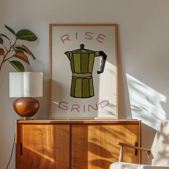 Rise And Grind, Coffee Print, Kitchen Wall Art, 9 of 10
