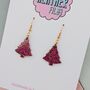 Red Wine / Hot Pink And Gold Glitter Christmas Tree Earrings Small And Large, thumbnail 5 of 9