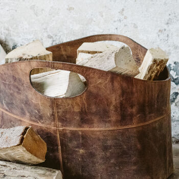 Leather Log And Magazine Basket, 2 of 4