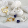 Square Earrings With Gem Stone Drop, thumbnail 1 of 9