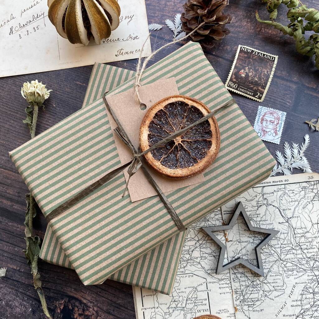 Green Stripe Paper Fibre Wrapping Paper, 1 of 6