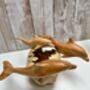 Hand Carved Wooden Dolphin Family Sculpture Ornament, thumbnail 4 of 10