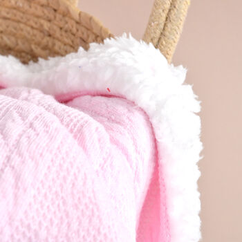 Personalised Knitted Baby Pink Blanket With Bow, 3 of 7