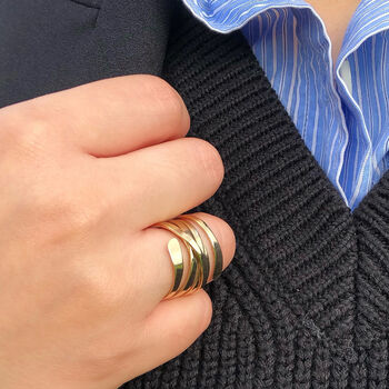 Curly Interwoven Rose/Gold Plated Silver Ring, 3 of 6