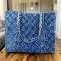 Tote Bag, Beach Bag, Block Print Indian Handbag, Indigo, thumbnail 1 of 11