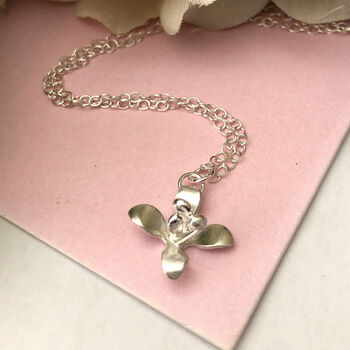 Sterling Silver Mini Lily Flower Necklace, 3 of 10
