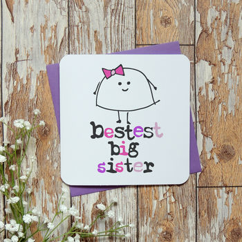 'bestest little/big sister' birthday greeting card by parsy card co ...