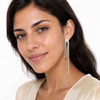 Asymmetric Beaded Drop Clip On Earrings, 2 of 6