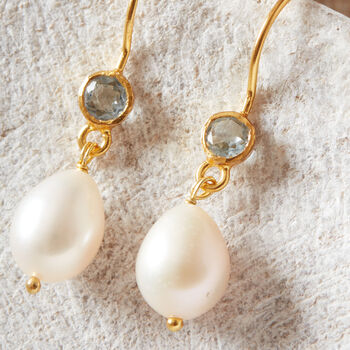 Pearl And Emerald Drop Earrings, 9 of 11