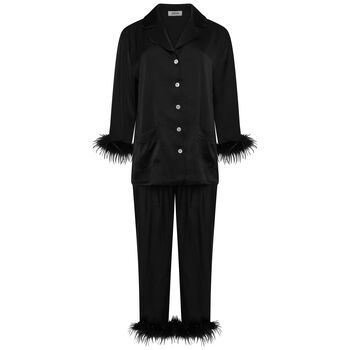 Luxury Black Feather Silky Pyjama Set, 9 of 12
