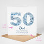 Blue Star Personalised 50th Birthday Card, thumbnail 2 of 5