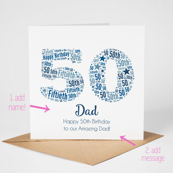 Blue Star Personalised 50th Birthday Card, 2 of 5