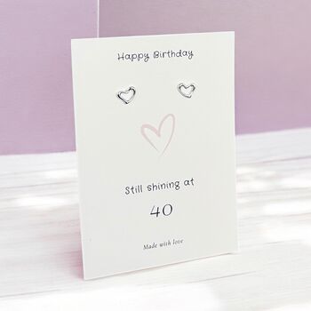 40th Birthday Still Shining Sterling Silver Heart Earrings, 6 of 9
