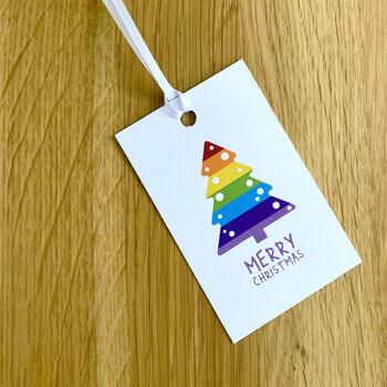 Rainbow Christmas Tree Wrapping Paper And Tags, 3 of 3