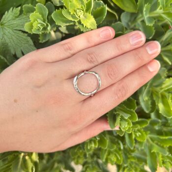 Hammered Hoop Leaf Ring In Sterling Silver, 4 of 6